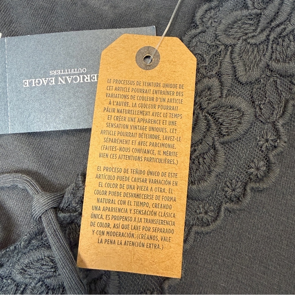 NWT American Eagle: Women's Long Sleeve Soft & Sexy Gray Lace Up, Size S - Picture 10 of 11